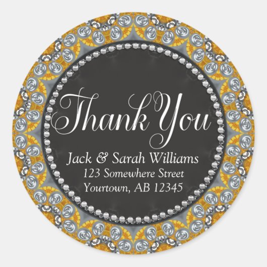 シルバー金ゴールドイースタンメッセージカードサンキューステッカー ラウンドシール (正面)