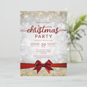 シルバー金ゴールドウィンタースノーフレーク会社レッドリボン 招待状 (スタンド正面)