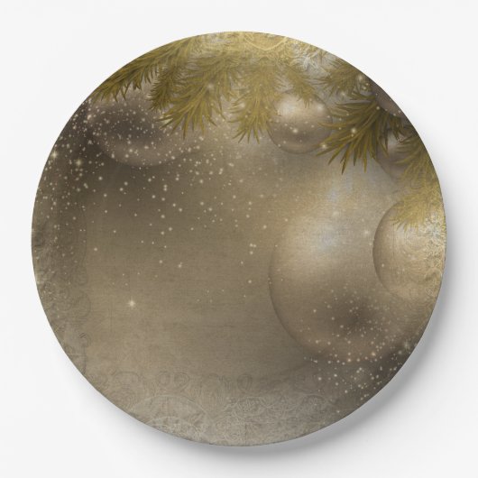 シルバー金ゴールドオーナメント ペーパープレート (正面)