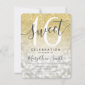 シルバー金ゴールドグリッターグラムライトスイート16th 招待状 (正面)