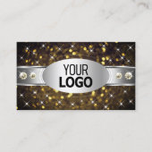 シルバー金ゴールドグリッタースパークルスターズロゴ付き宝石 名刺 (正面)