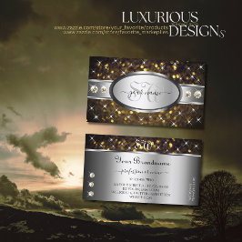 シルバー金ゴールドグリッタースパークルラインストーンズモノグラム 名刺