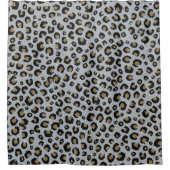 シルバー金ゴールドグリッターブラックレオパードプリント シャワーカーテン (正面)