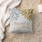 シルバー金ゴールドグリッター結婚したメリークリスマス クッション (ブランケット)