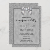 シルバー金ゴールドスタイリッシュとグリッター婚約 招待状 (正面/裏面)