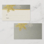 シルバー金ゴールドスノーフレークウィンターウェディング座席表 プレイスカード (正面/裏面)