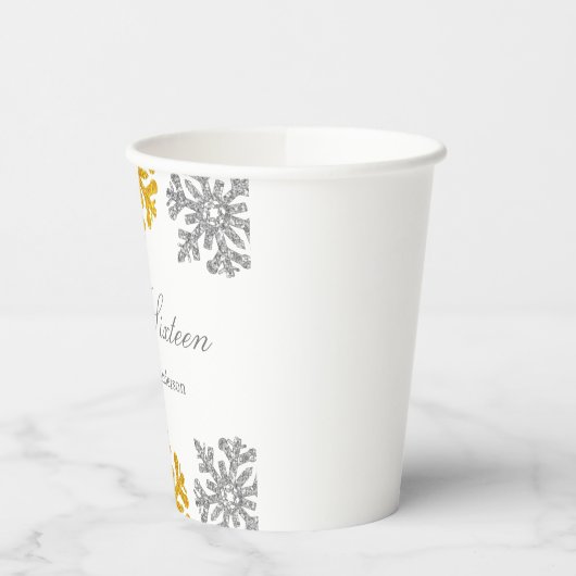 シルバー金ゴールドスノーフレークウィンタースウィート16 紙コップ (左)