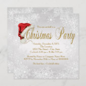 シルバー金ゴールドスノーフレーククリスマスパーティー 招待状 (正面/裏面)