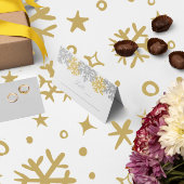 シルバー金ゴールドスノーフレークスウィンターウェディング座席表 プレイスカード