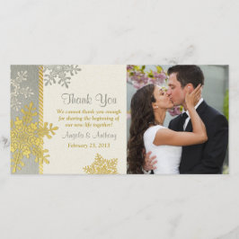 シルバー金ゴールドスノーフレーク冬の結婚式ありがとう サンキューカード