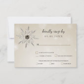 シルバー金ゴールドスノーフレーク冬の結婚式svp 出欠カード (正面)