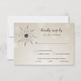 シルバー金ゴールドスノーフレーク冬の結婚式svp 出欠カード