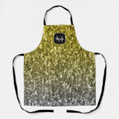 シルバー金ゴールドダークスパークルグリッターモノグラグラデーションム エプロン (正面)