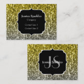 シルバー金ゴールドダークスパークルグリッターモノグラグラデーションム 名刺 (正面/裏面)