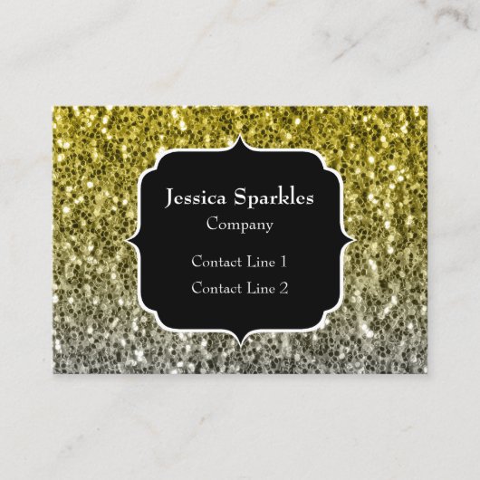 シルバー金ゴールドダークスパークルグリッターモノグラグラデーションム 名刺 (正面)