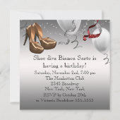 シルバー金ゴールドハイヒールシューズ誕生日パーティー 招待状 (裏面)
