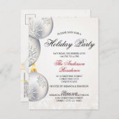 シルバー金ゴールドバウズクリスマスホリデーパーティー インビテーションポストカード (正面/裏面)