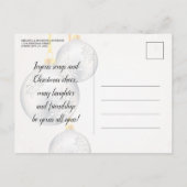 シルバー金ゴールドバウズクリスマスホリデーパーティー インビテーションポストカード (裏面)