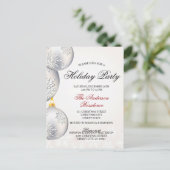 シルバー金ゴールドバウズクリスマスホリデーパーティー インビテーションポストカード (スタンド正面)