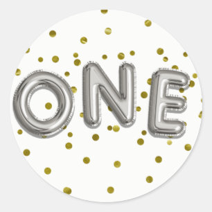 シルバー金ゴールドバルーンONE 1歳の誕生日パーティーのお願い ラウンドシール