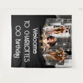 シルバー金ゴールドフラッパーの女の子が20年代のギャツビーの爆破を叫ぶ タペストリー (正面(横))