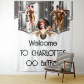 シルバー金ゴールドフラッパーの女の子が20年代のギャツビーを唸らせている タペストリー (インサイチュ)