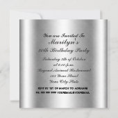 シルバー金ゴールドフレームフラワーズ誕生日招待状2 招待状 (裏面)