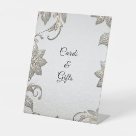 シルバー金ゴールドフローラテーブルトップシンボルや象徴 台座サイン