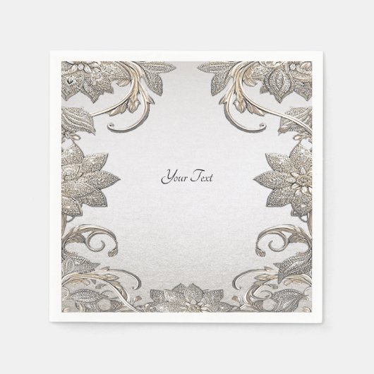 シルバー金ゴールドフローラナプキンス スタンダードカクテルナプキン (正面)