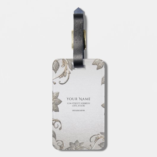 シルバー金ゴールドフローララゲージタグ ラゲッジタグ (裏面縦)