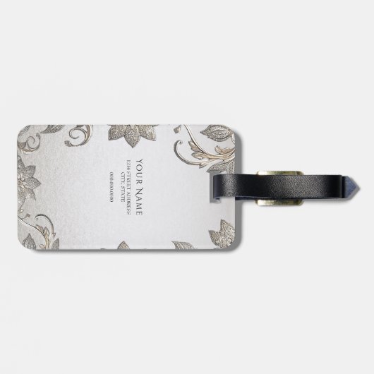 シルバー金ゴールドフローララゲージタグ ラゲッジタグ (裏面横)