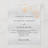 シルバー金ゴールドフローラ予算結婚式招待状 (正面)