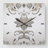 シルバー金ゴールドフローラ壁時計 スクエア壁時計 (正面)