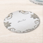 シルバー金ゴールドフローラ紙コースター ラウンドペーパーコースター (アングル)