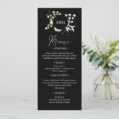 シルバー金ゴールドフローラ結婚のディナーメニュー 招待状 (スタンド正面)