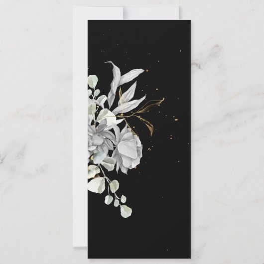 シルバー金ゴールドフローラ結婚のディナーメニュー 招待状 (裏面)