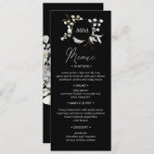 シルバー金ゴールドフローラ結婚のディナーメニュー 招待状 (正面/裏面)