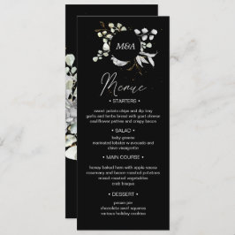 シルバー金ゴールドフローラ結婚のディナーメニュー 招待状