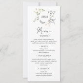 シルバー金ゴールドフローラ結婚のディナーメニュー 招待状 (正面)