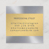 シルバー金ゴールドブラシ仕上げメタル |モノグラム スクエア名刺 (裏面)