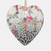 シルバー金ゴールドブラックヒョウ柄ピンク色の花 セラミックオーナメント (右)