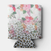 シルバー金ゴールドブラックヒョウ柄ピンク色の花 缶クーラー (裏面)