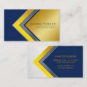 シルバー金ゴールドブルー幾何学金融モダン 名刺 (正面/裏面)