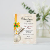 シルバー金ゴールドベルとボーブルクリスマスパーティー インビテーションポストカード (スタンド正面)