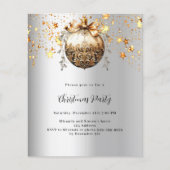 シルバー金ゴールドボーブルスタークリスマスパーティの招待状 (正面)