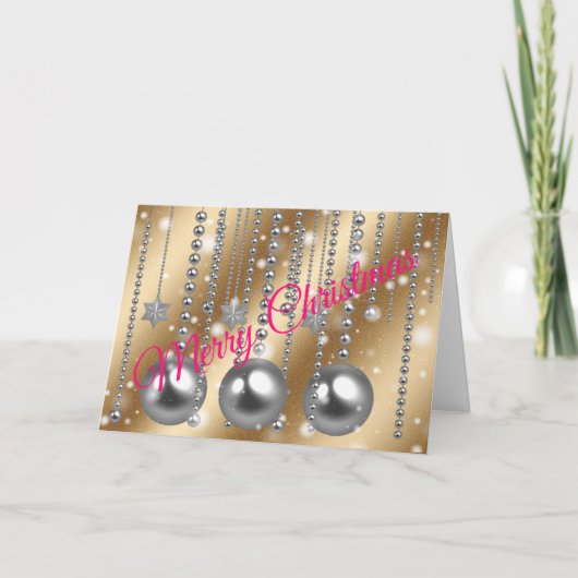 シルバー金ゴールドメリークリスマス カード (正面)