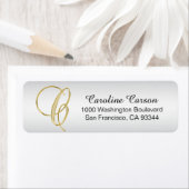 シルバー金ゴールドモノグラム文字'C'封筒リターン ラベル (インサイチュ)