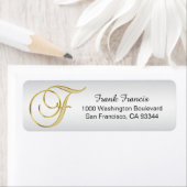 シルバー金ゴールドモノグラム文字'F'封筒リターン ラベル (インサイチュ)