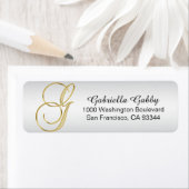シルバー金ゴールドモノグラム文字'G'封筒リターン ラベル (インサイチュ)