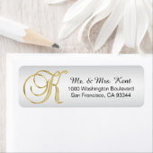 シルバー金ゴールドモノグラム文字'K'封筒リターン ラベル (インサイチュ)
